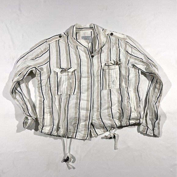 Womens Rails Rowen Linen Rayon Blend Button Pockets Jacket Coco Stripe Sz S - Picture 3 of 11